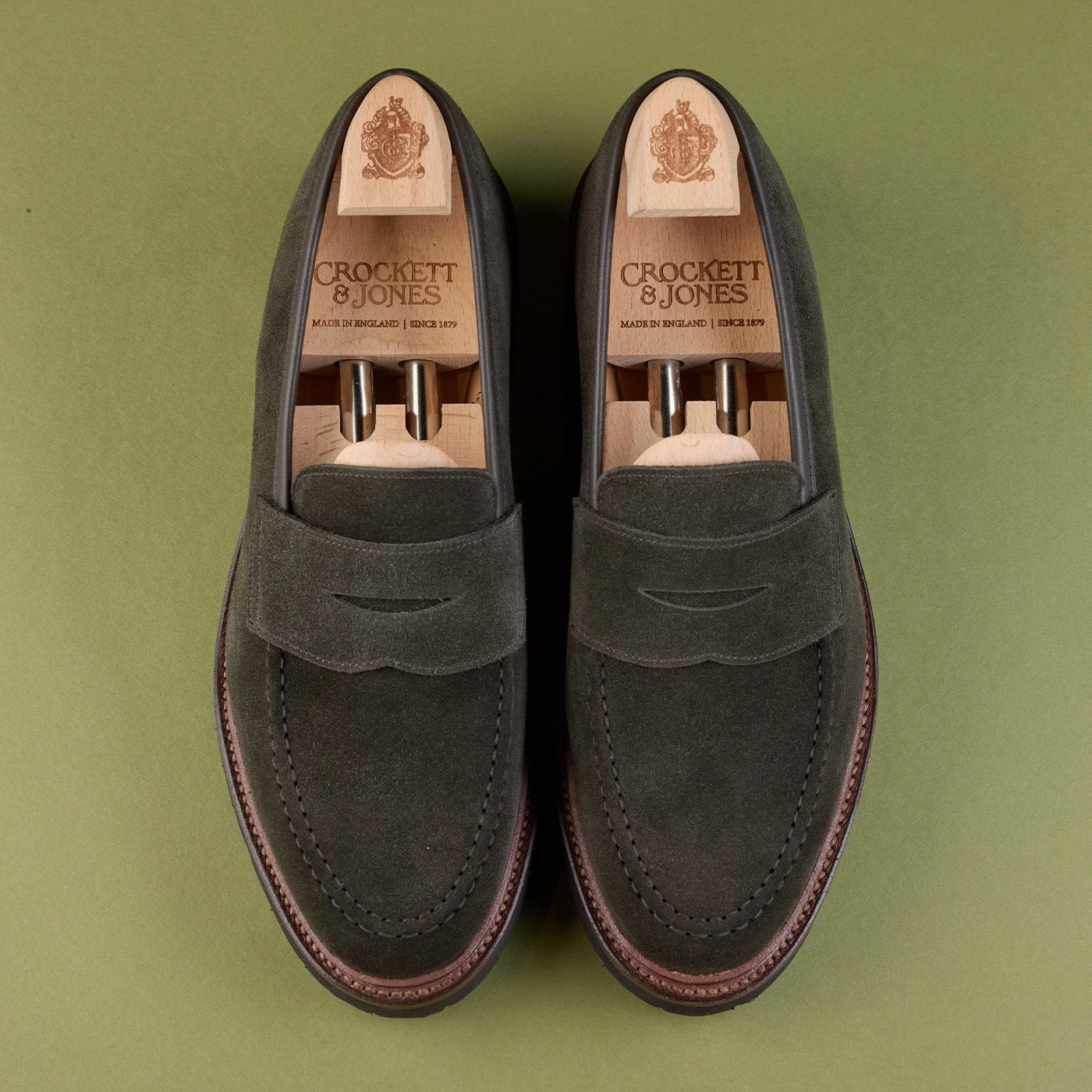 Boston 2 Earth Green Suede Premium Leather