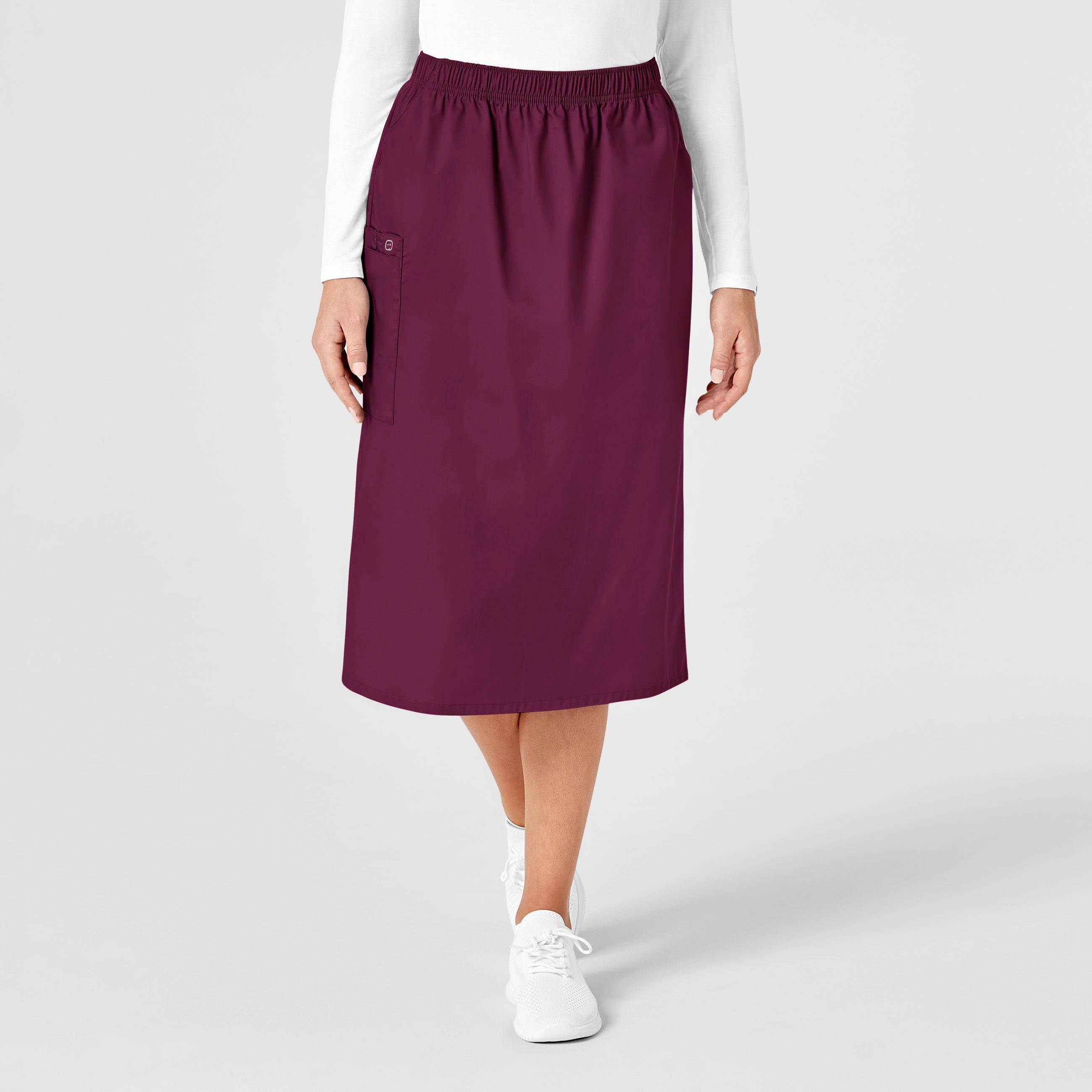 Rubberized grip Breathable Base WonderWORK Women's Pull On Cargo Scrub Skirt - Wine