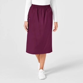 Adjustable Drawcord HighRiseWaistband WonderWORK Women's Pull On Cargo Scrub Skirt - Wine