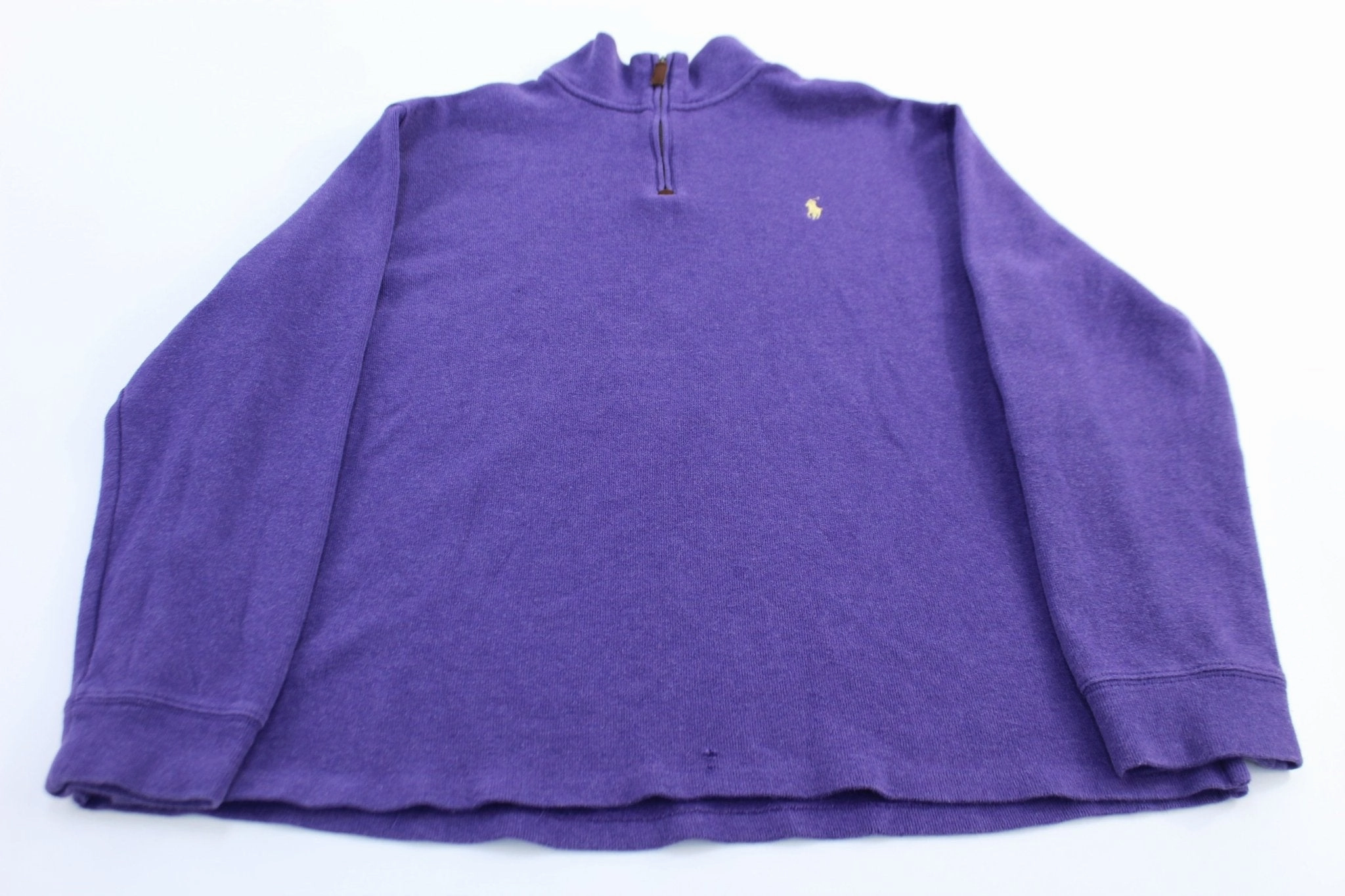 City Staple Warm Fashion Polo Ralph Lauren Embroidered Logo Purple Quarter Zip Sweater