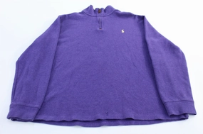 City Staple Warm Fashion Polo Ralph Lauren Embroidered Logo Purple Quarter Zip Sweater