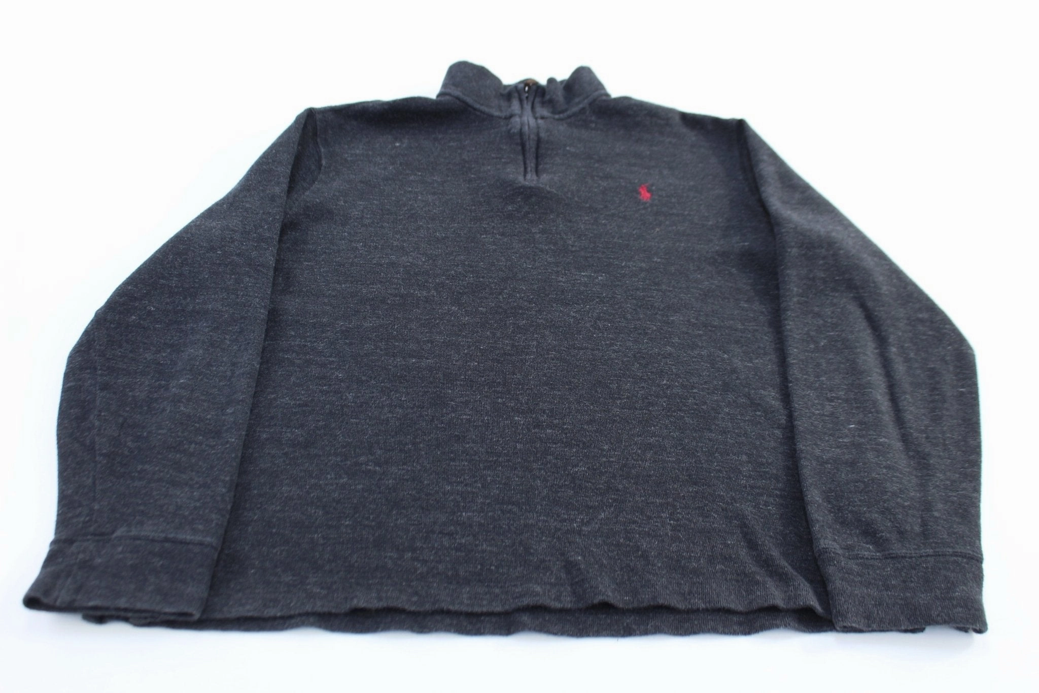 wrinkle free Polo Ralph Lauren Embroidered Logo Grey Quarter Zip Sweater