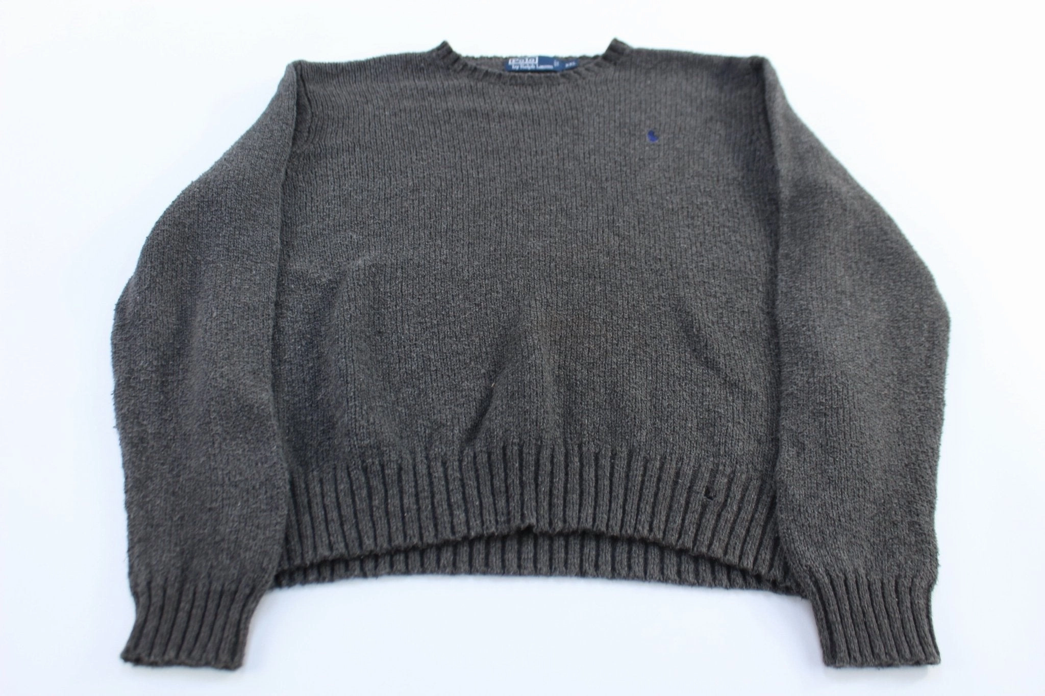 Polo Ralph Lauren Embroidered Logo Grey Knit Sweater Light Jacket