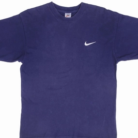 VINTAGE NIKE CLASSIC SWOOSH BLUE TEE SHIRT 1990S SIZE MEDIUM contrast Stylish Casual