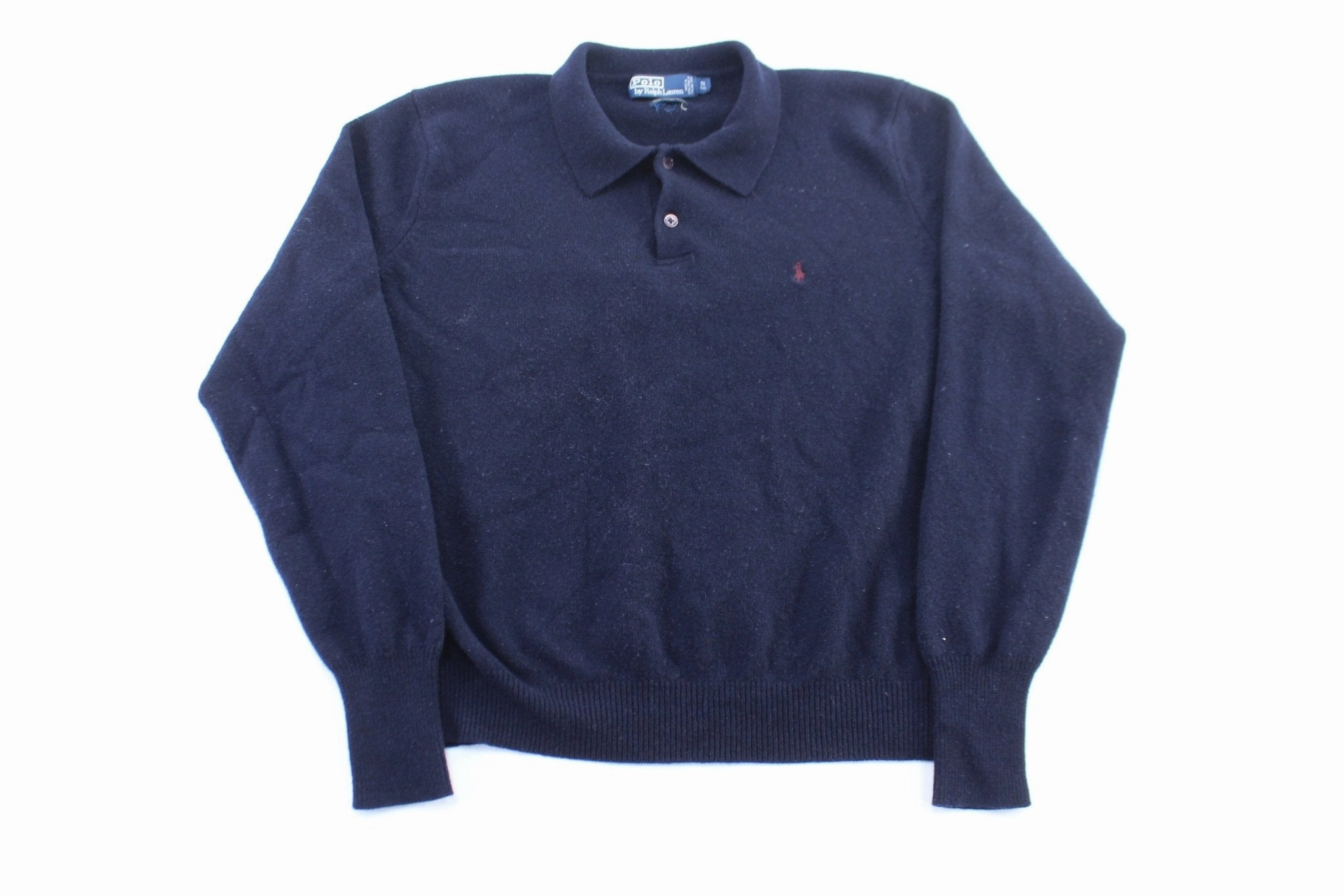 Polo by Ralph Lauren Blue Lambswool Sweater Party Ready Printed