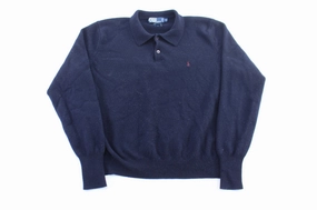 Polo by Ralph Lauren Blue Lambswool Sweater Party Ready Printed