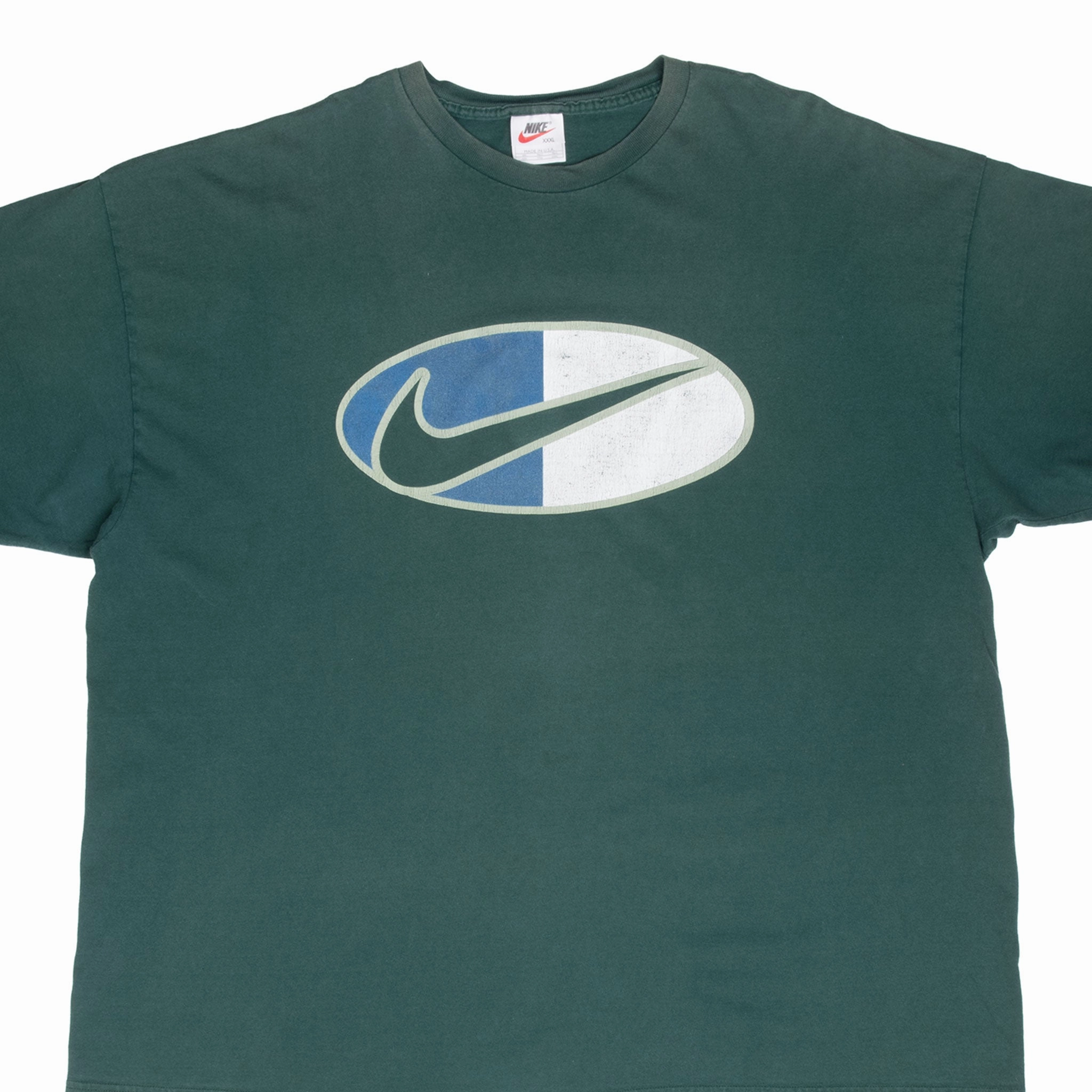 VINTAGE NIKE BIG SWOOSH GREEN TEE SHIRT 1990S 3XL MADE IN USA Eco Friendly Material Sporty Comfort
