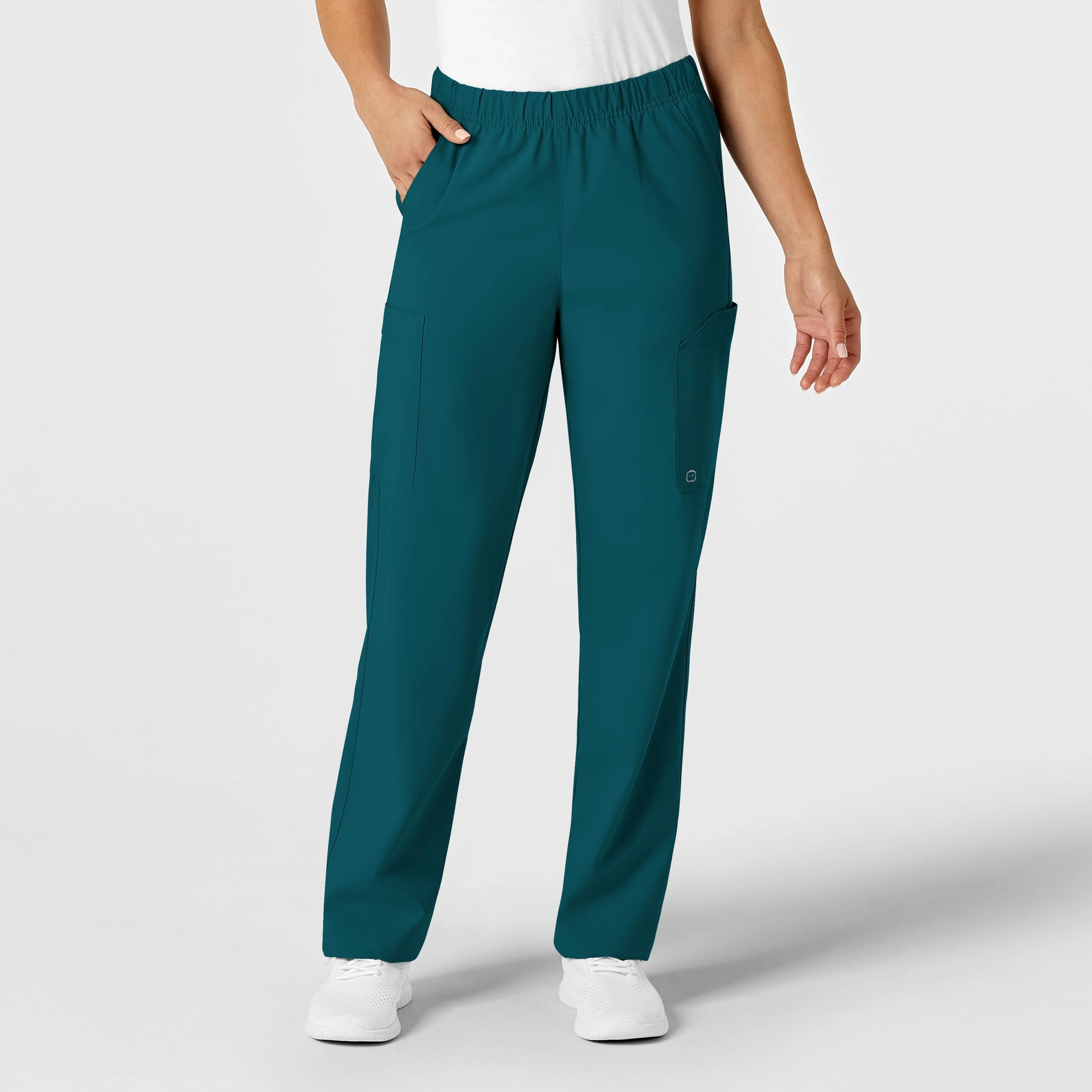 Soft Stretch Feminine Cut W123 Unisex Multi-Cargo Scrub Pant - Caribbean