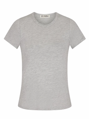 Fitted Crewneck Short Sleeve T-shirt in Heather Grey Texture Detail Minimal Casual Style