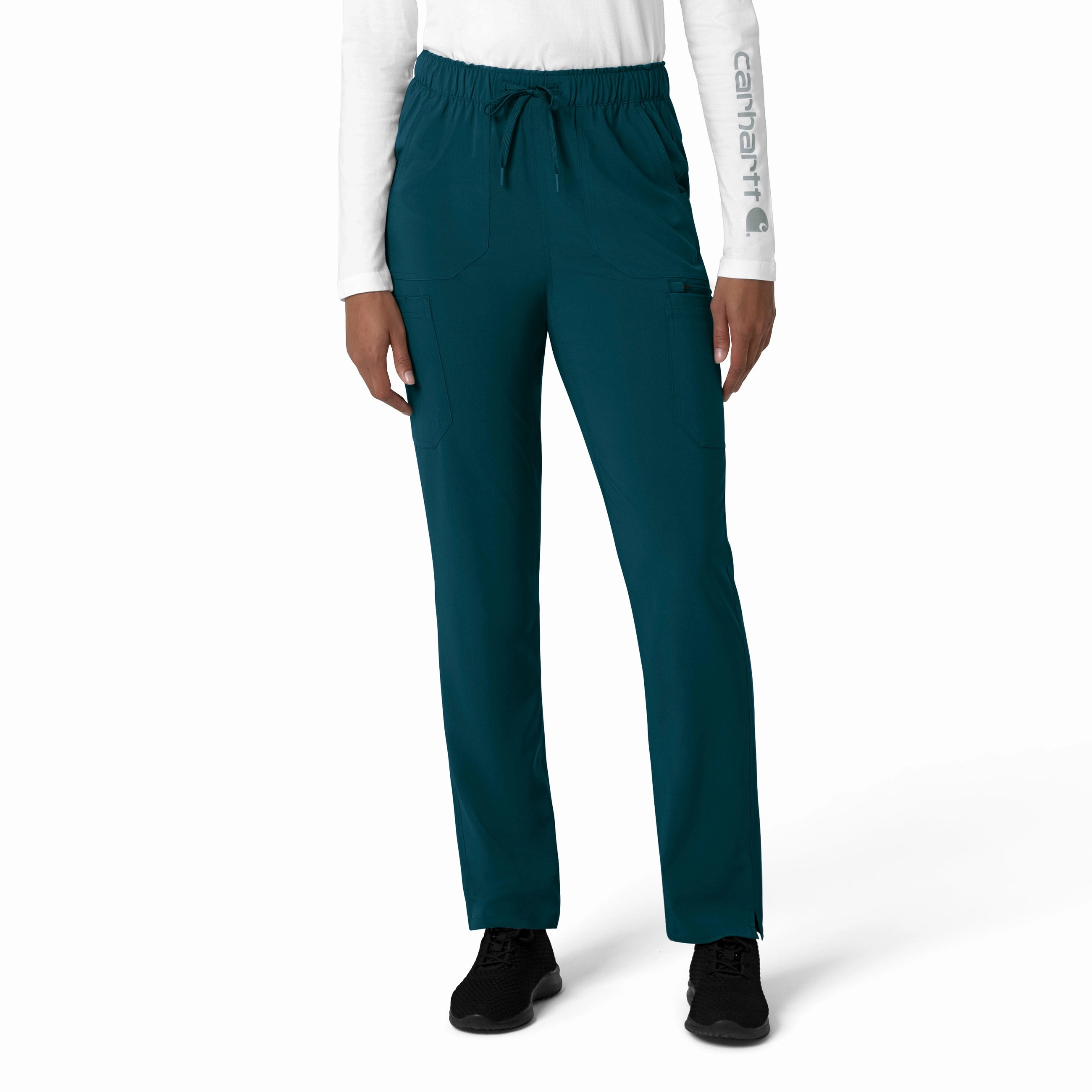 snag resistant Carhartt Force Cross-Flex Women's Straight Leg Cargo Scrub Pant - Caribbean