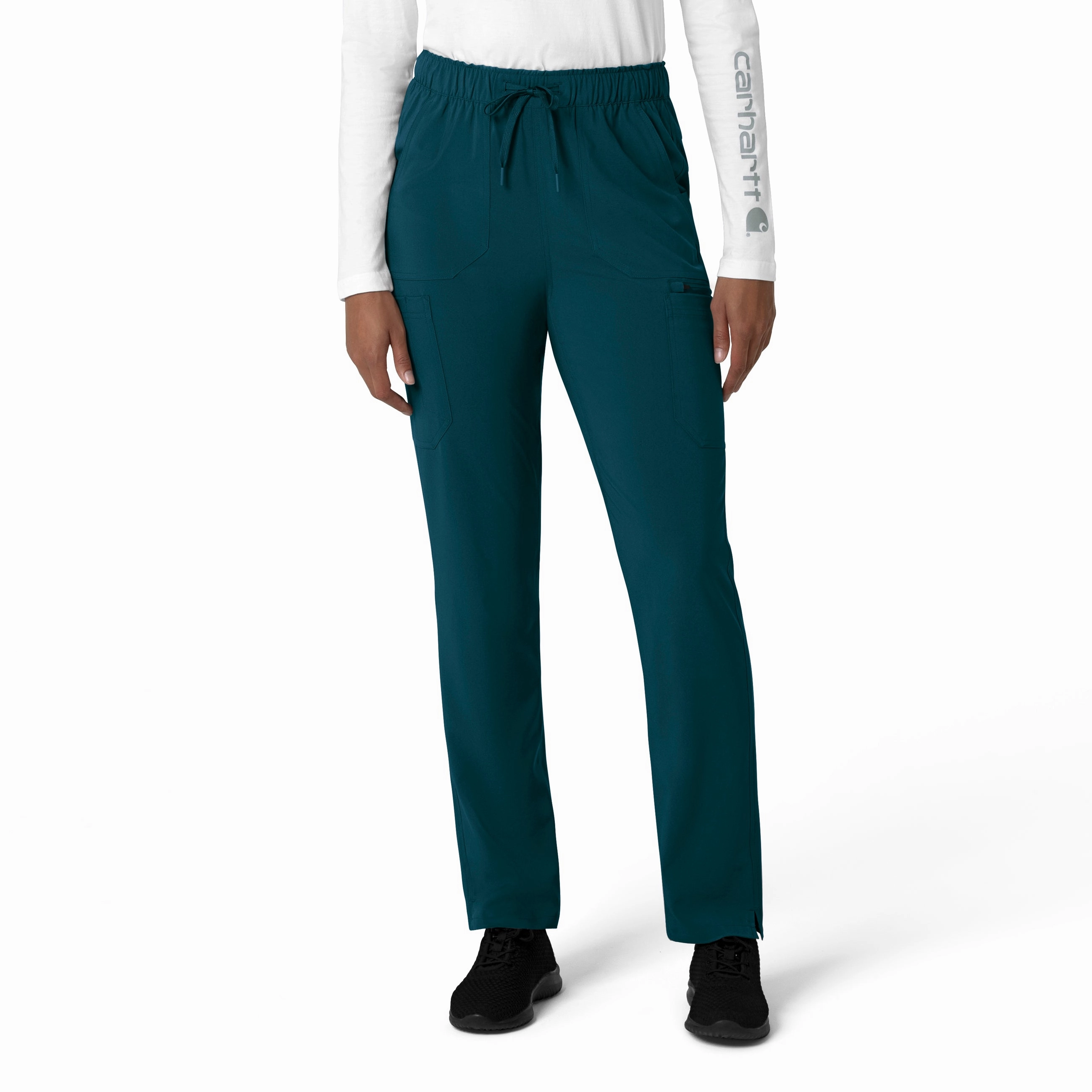 HiddenPockets Carhartt Force Cross-Flex Women's Straight Leg Cargo Scrub Pant - Caribbean