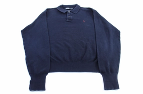 Polo by Ralph Lauren Embroidered Logo Blue Pullover Sweater Chill Layers Comfort Layering
