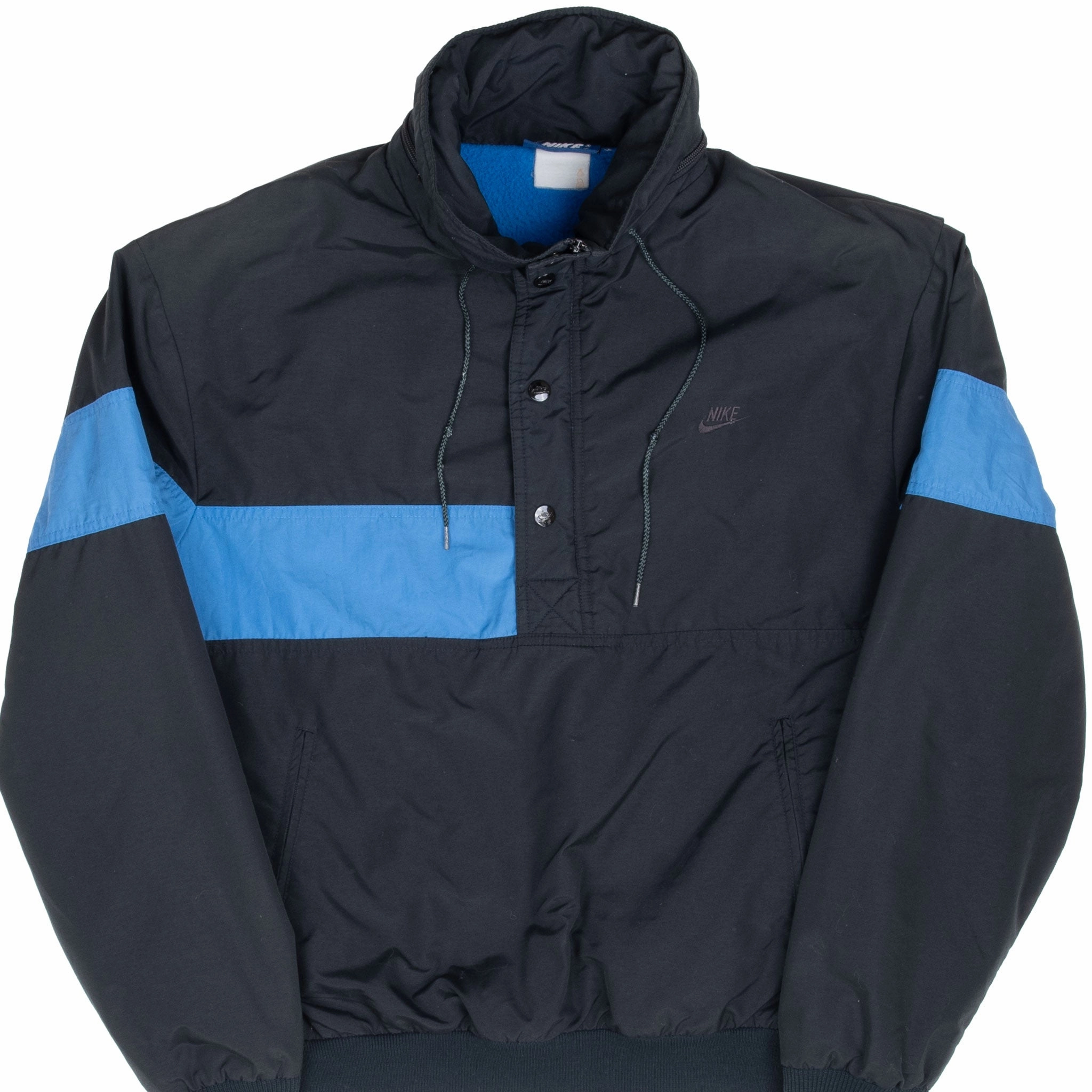 VINTAGE NIKE BLACK & BLUE PULLOVER WINDBREAKER JACKET EARLY 1980S LARGE Chill Layer