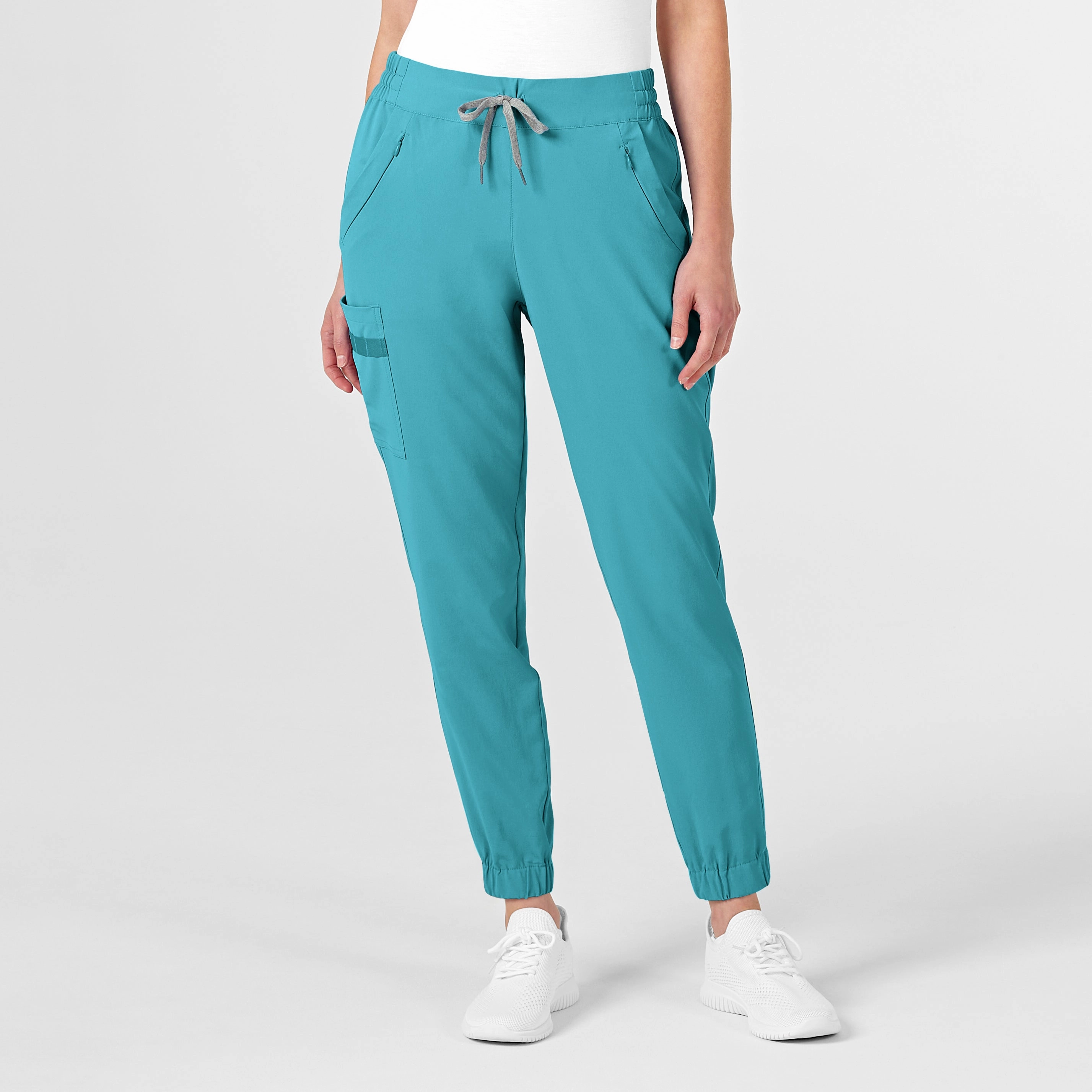 Double Needle Stitching Flattering Fit Wear RENEW Women's Jogger Scrub Pant - Teal Blue