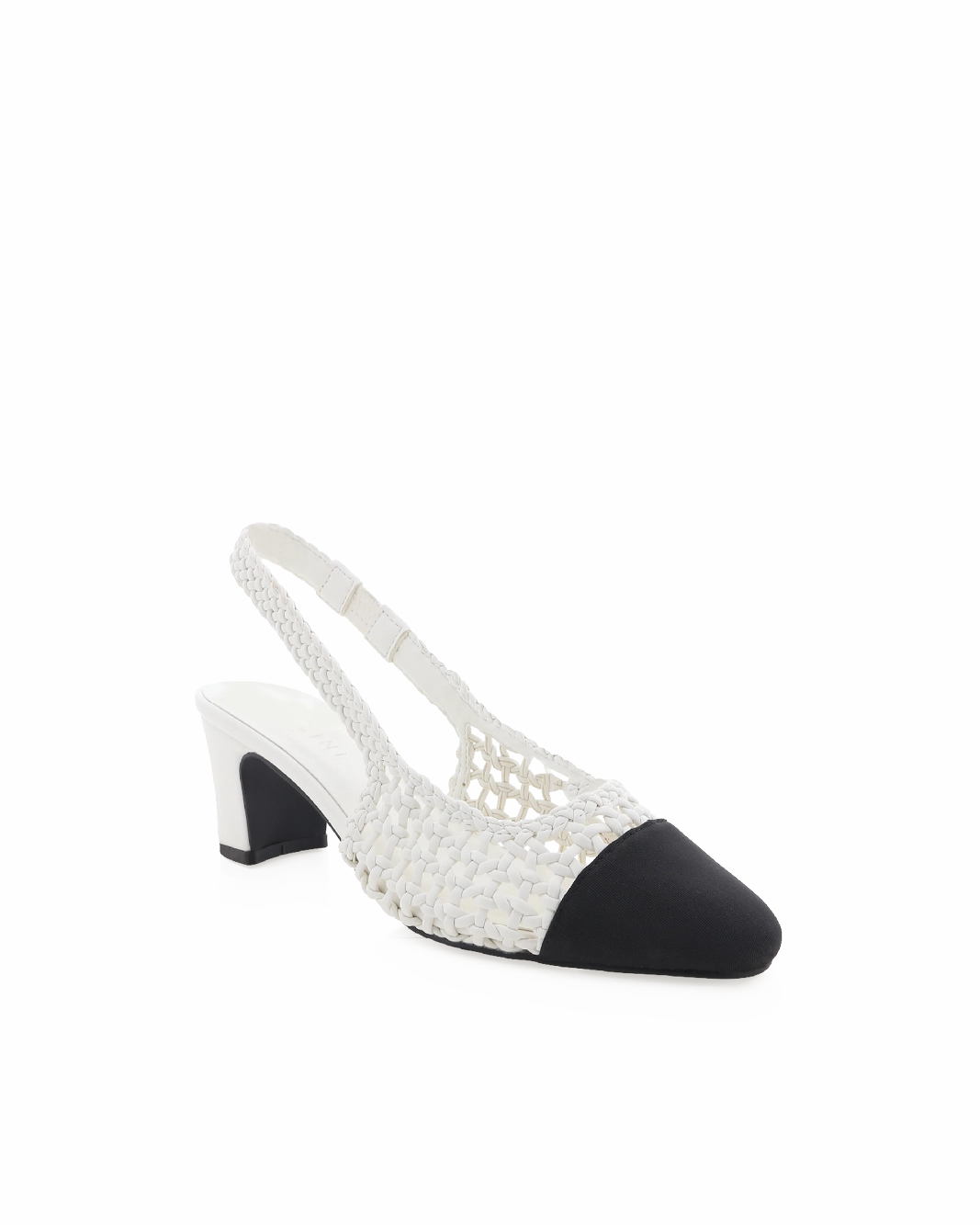 Retro Platform Heels Open Toe Sandals FLORIS - WHITE-BLACK GROSGRAIN