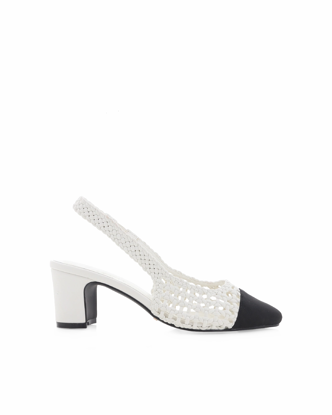 FLORIS - WHITE-BLACK GROSGRAIN Comfortable Heels for Work