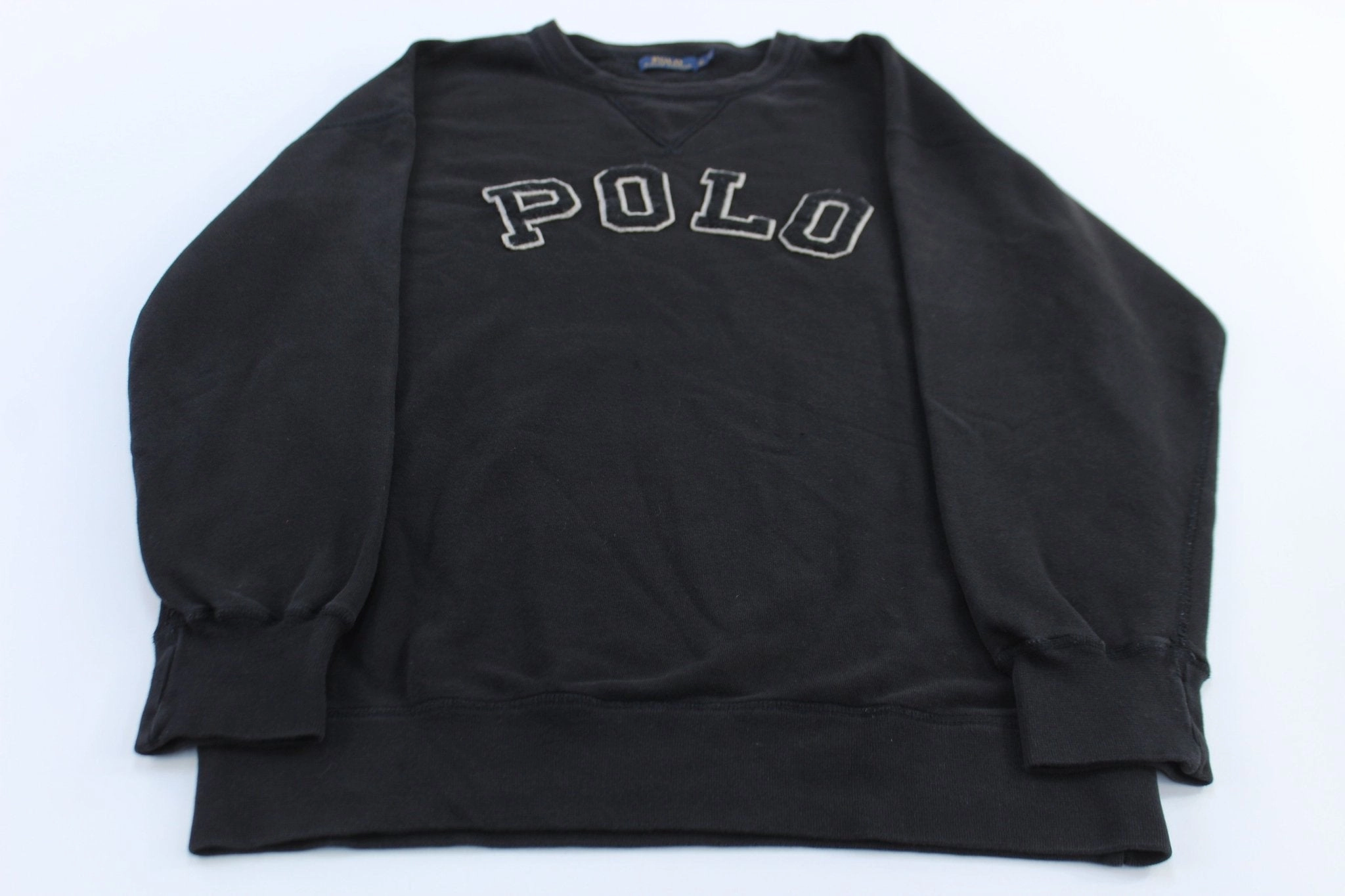 Comfy Layering Urban Edge Polo Ralph Lauren Embroidered Black Spellout Sweatshirt