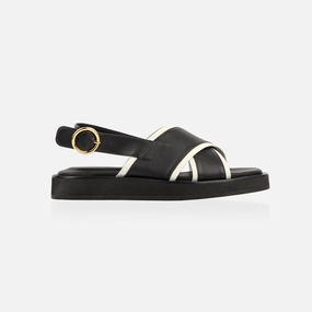 The Sunday Sandal Black & Panna Cotta Sand Free Footbed Soft Touch