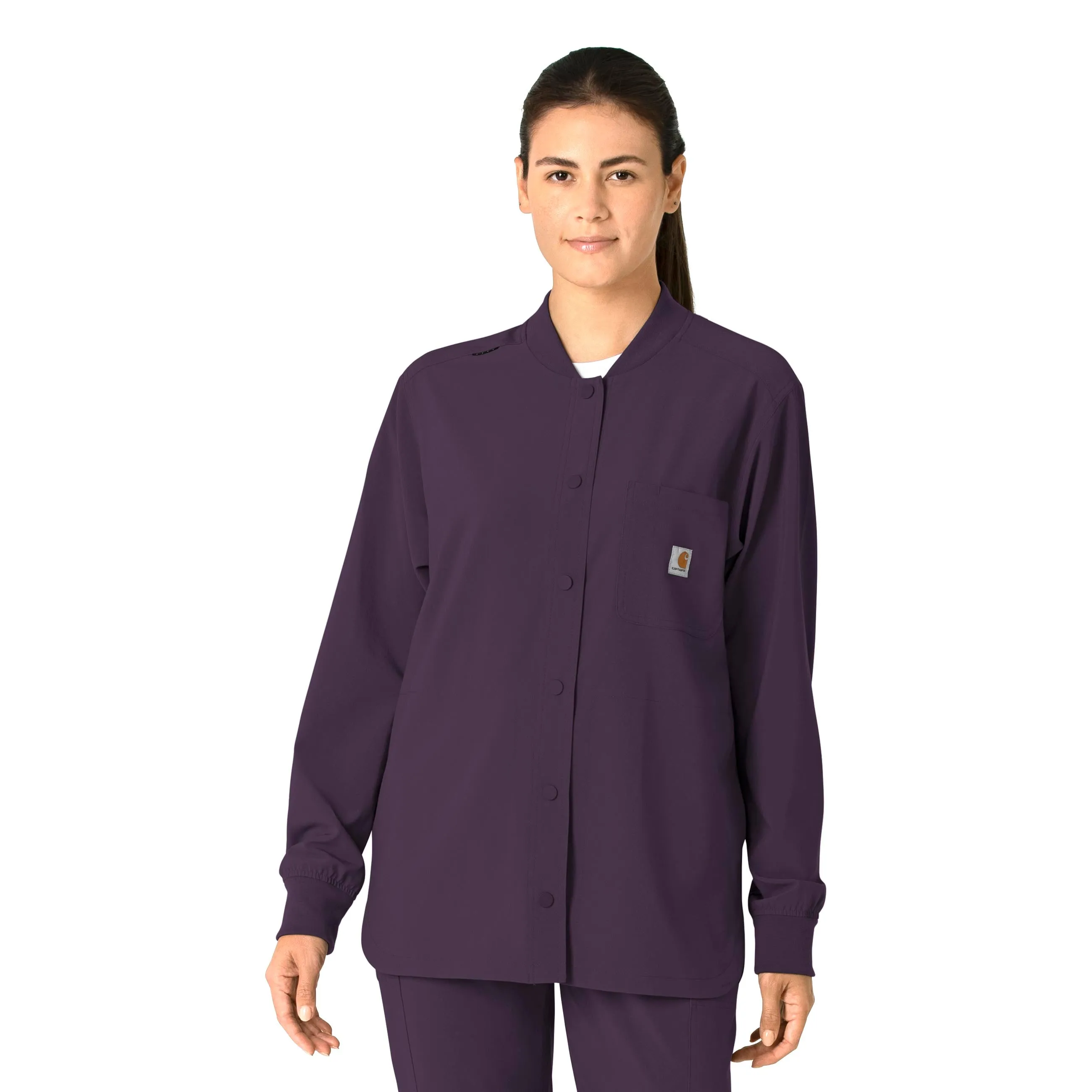 Simple Pullover Carhartt Force Cross-Flex Women's Shirt Jacket - Black Plum