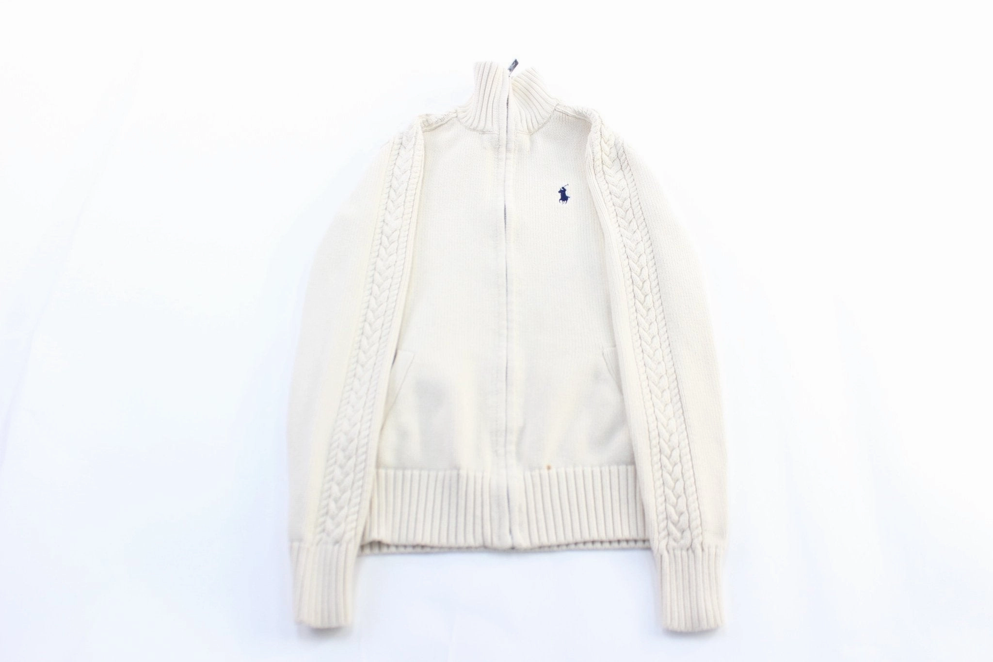 Women's Ralph Lauren Embroidered Logo White Zip Up Sweater product luxury factor
