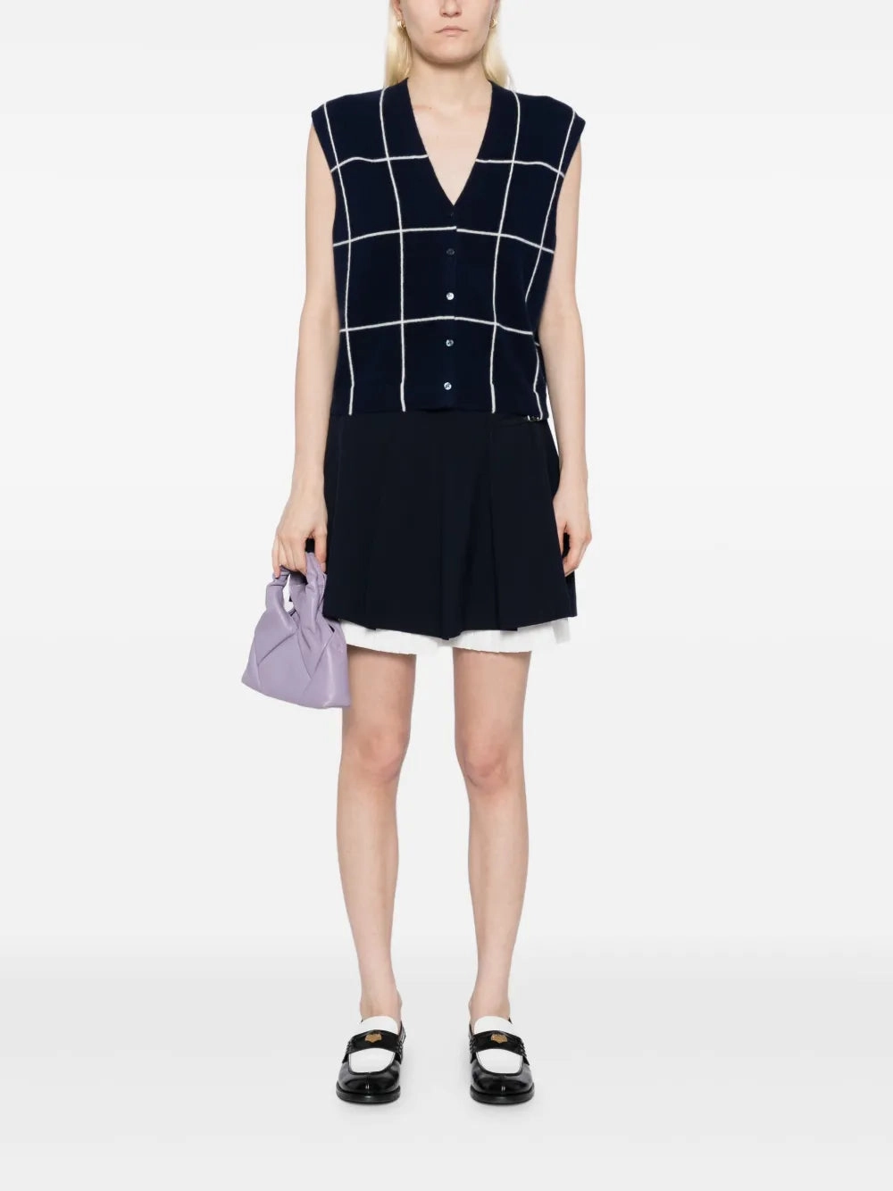 Outdoor Warmth Office Layer Rozzi Cashmere Vest in Midnight Plaid