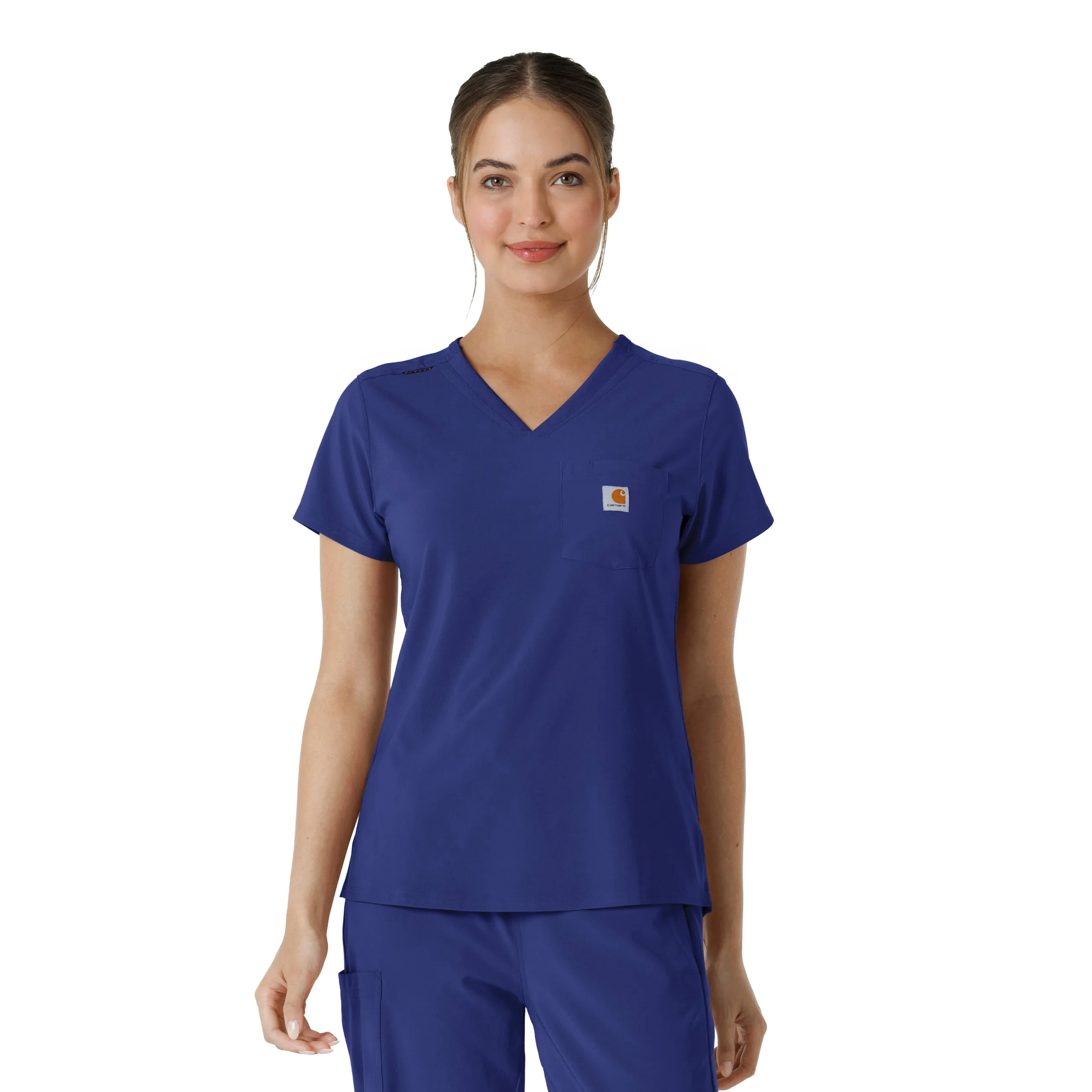 Carhartt Force Cross-Flex Women's Tuck-In Scrub Top - Galaxy Blue NonToxicCoating NonIrritatingTags