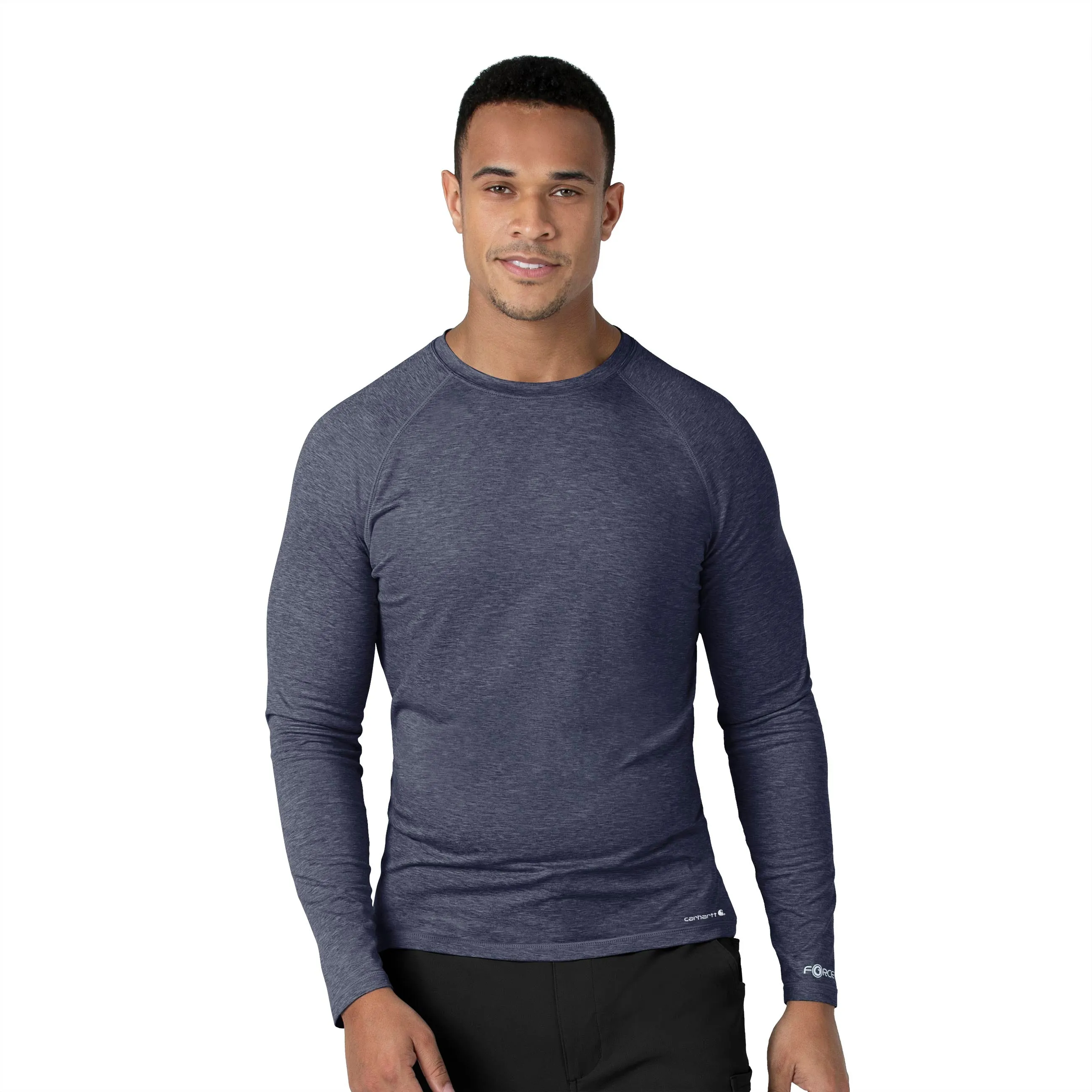 Carhartt Force Sub-Scrubs Men's Long Sleeve Tee - Navy Heather BondedShoulder FlexibleCollarStructure