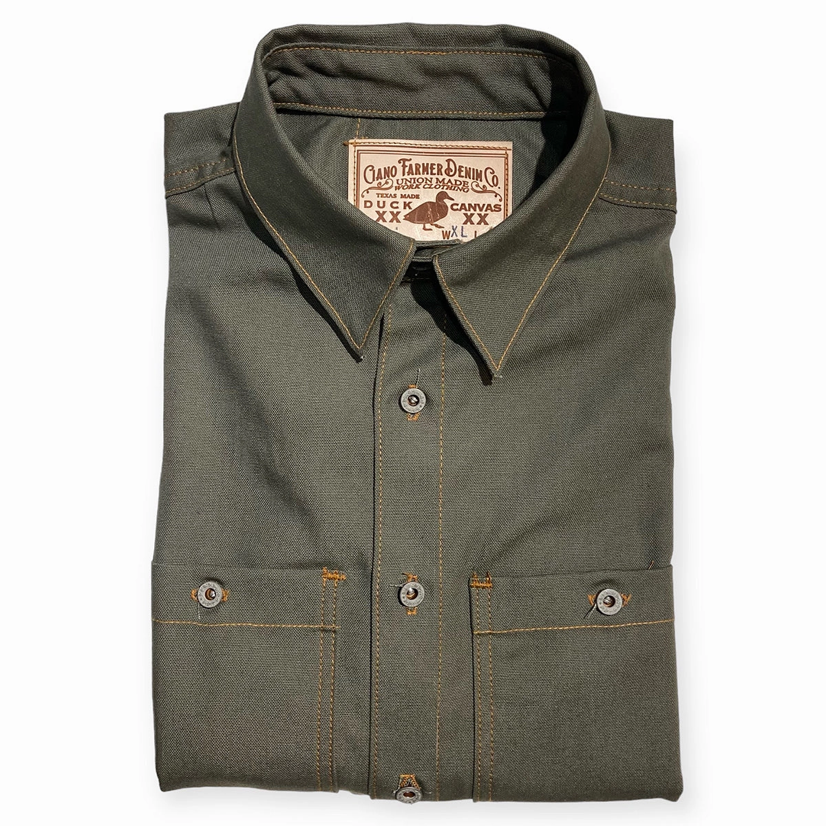 Odorless Binding Tape 1960s DEADSTOCK 12oz USA Duck Canvas Selvage Olive Work Shirt