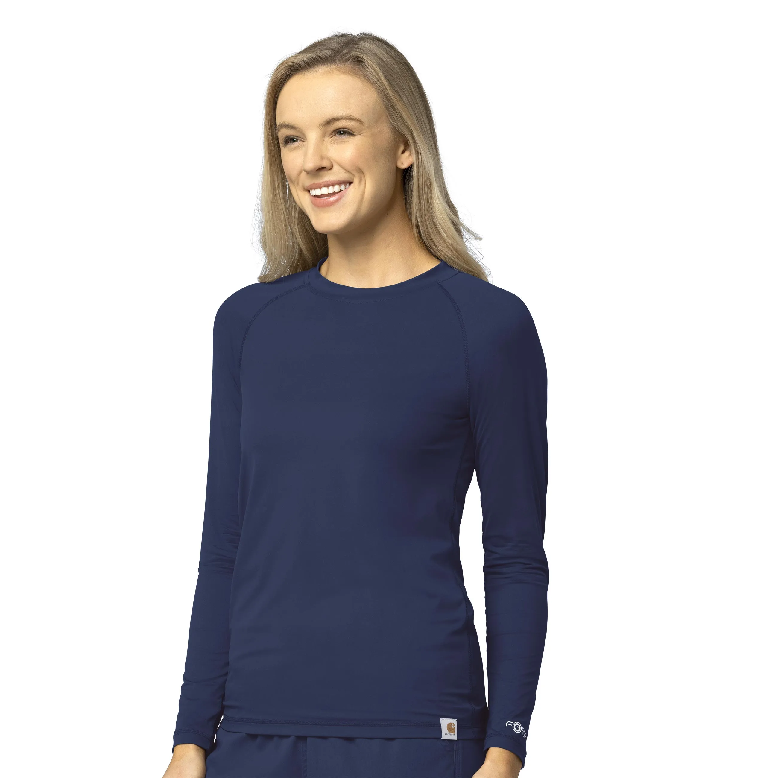 Wind Resistant Fabric UVProtection Carhartt Force Sub-Scrubs Women's Performance Long Sleeve Tee - Navy