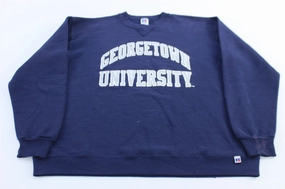 Daily Use Weekend Minimal 90's Georgetown University Russell Athletic Blue Sweatshirt