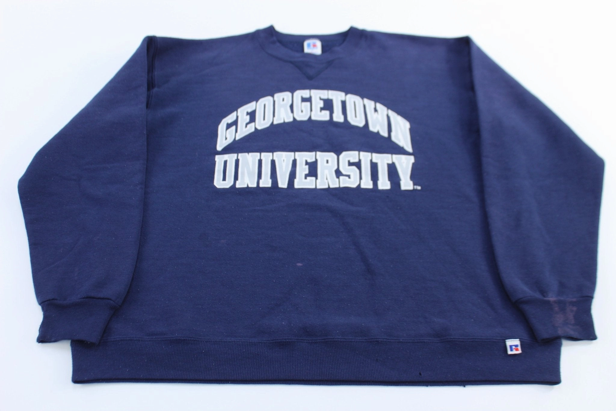 Daily Use Weekend Minimal 90's Georgetown University Russell Athletic Blue Sweatshirt