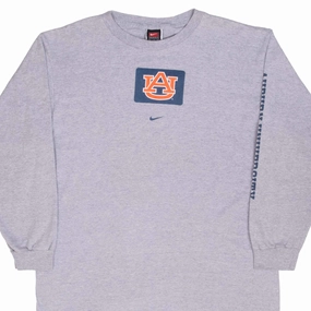 VINTAGE NIKE NCAA AUBURN UNIVERSITY LONG SLEEVE TEE SHIRT 1990S LARGE RibbedNeckBanding Bohemian style
