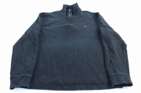 Chic Design Polo by Ralph Lauren Embroidered Logo Black Quarter Zip Sweater