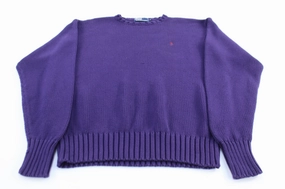 team wear material trend Polo Ralph Lauren Embroidered Logo Purple Knit Sweater