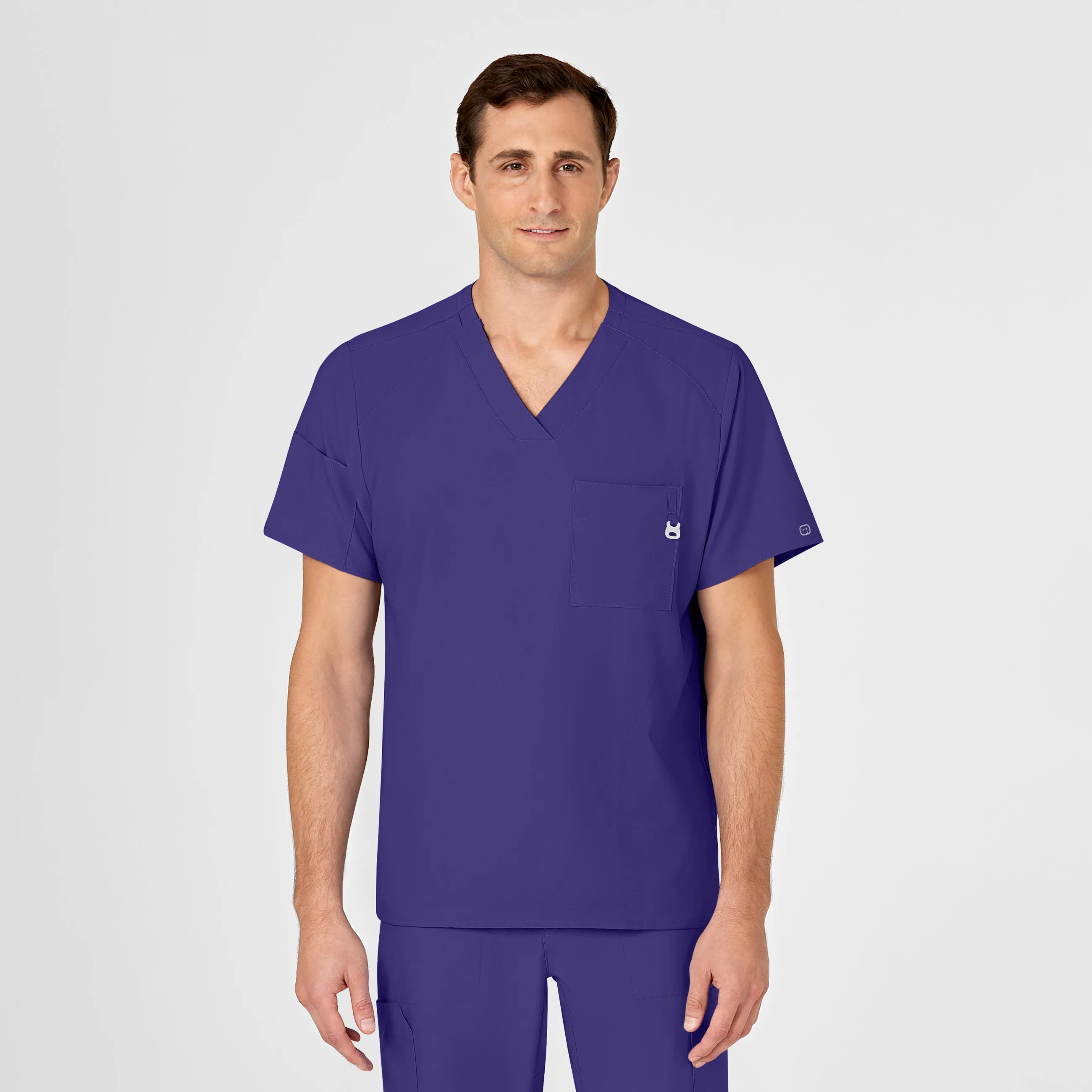 W123 Men's V-Neck Scrub Top - Grape AntiOdorTreatment PreWashed