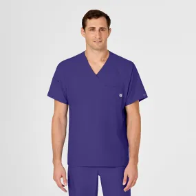 All Weather Performance Fabric W123 Men's V-Neck Scrub Top - Grape