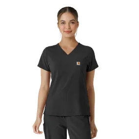 Carhartt Force Cross-Flex Women's Tuck-In Scrub Top - Black MidweightJersey