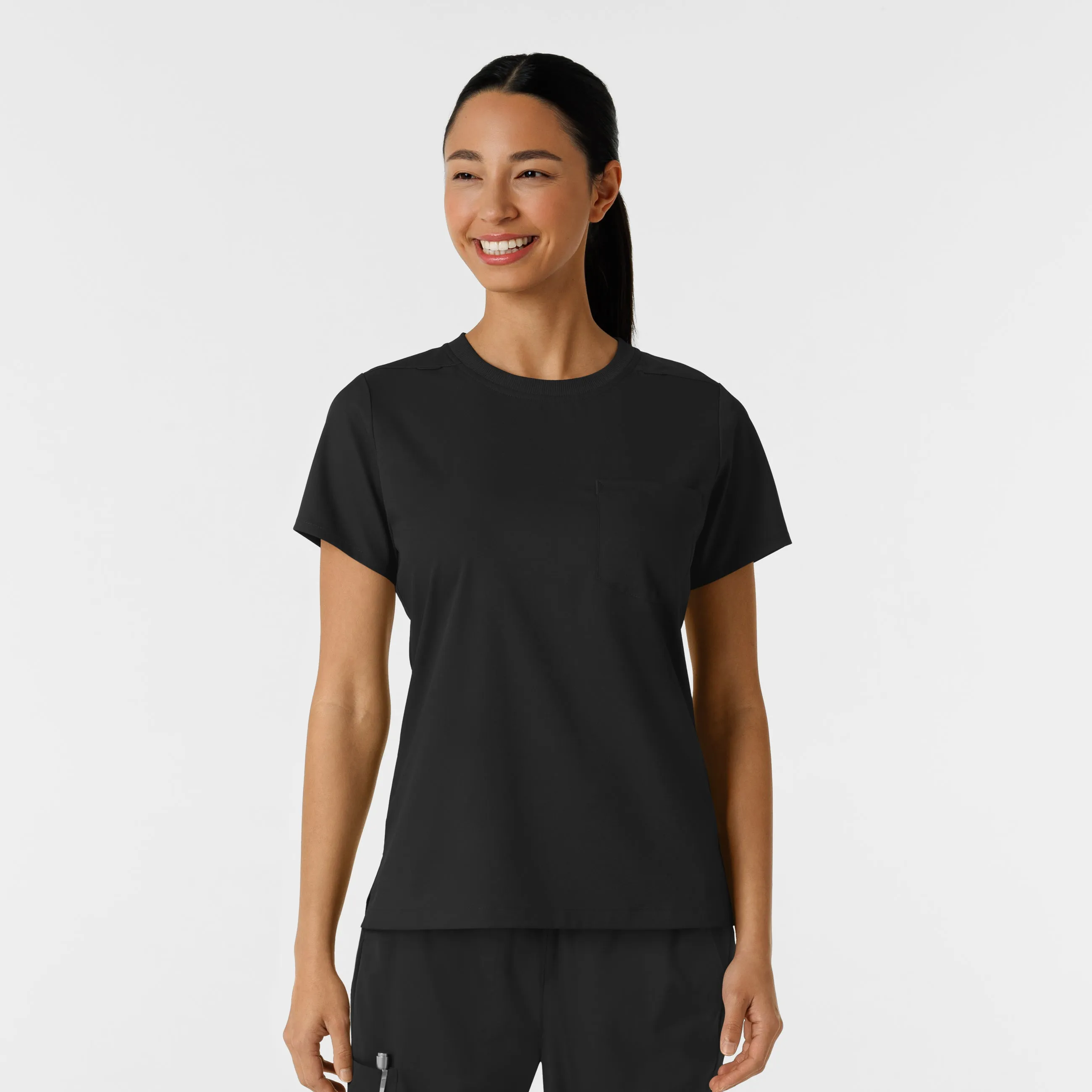 Boundless Women's Classic Scrub Tee - Black WaterResistantCoating Relaxed Top