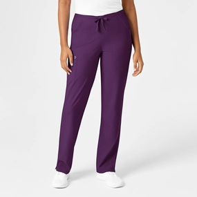 W123 Women's Drawstring Scrub Pant - Eggplant Anti Cling Finish Perfectly Fit
