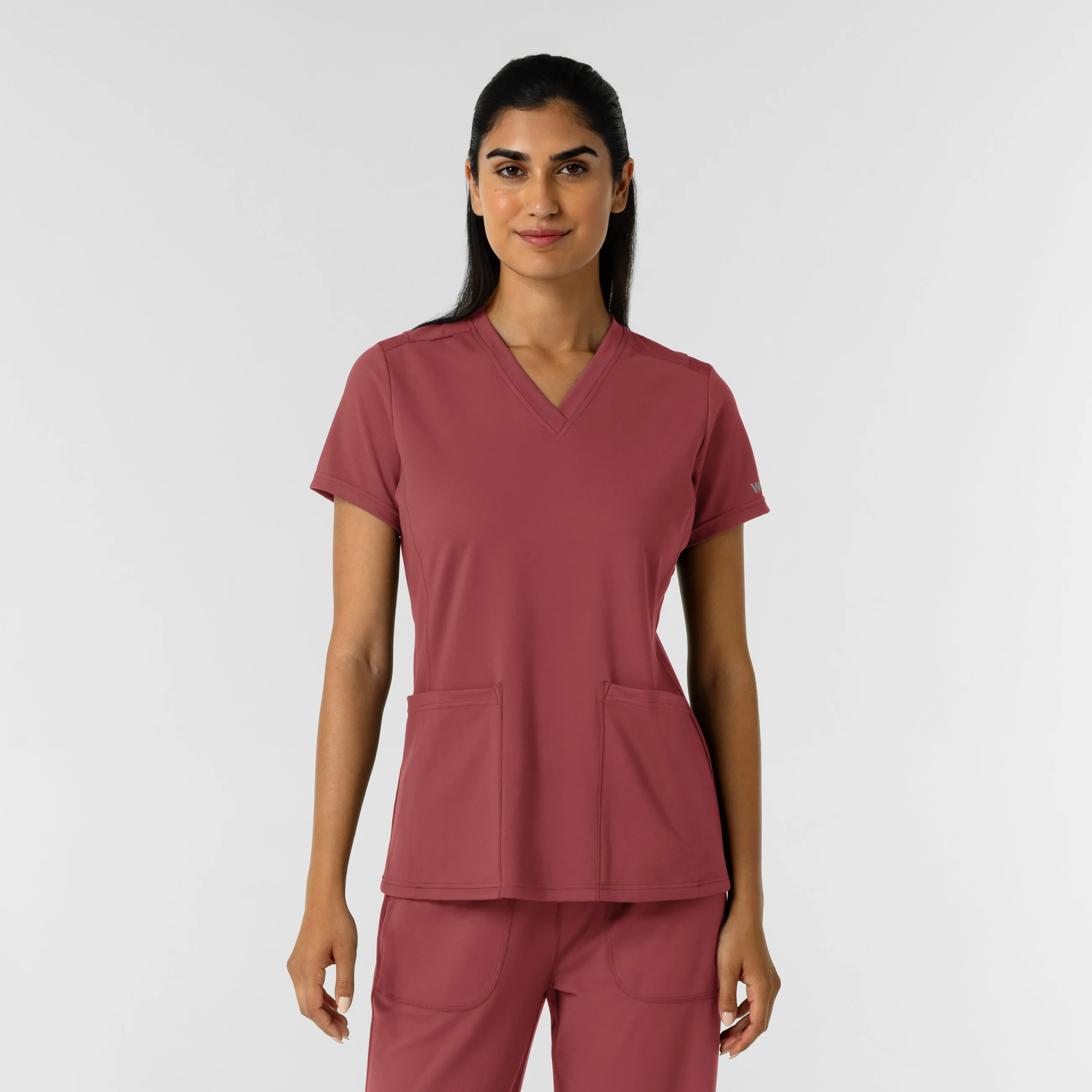 RENEW Knit Women's 2-Pocket Scrub Top - Ruby High Thread Count Cotton