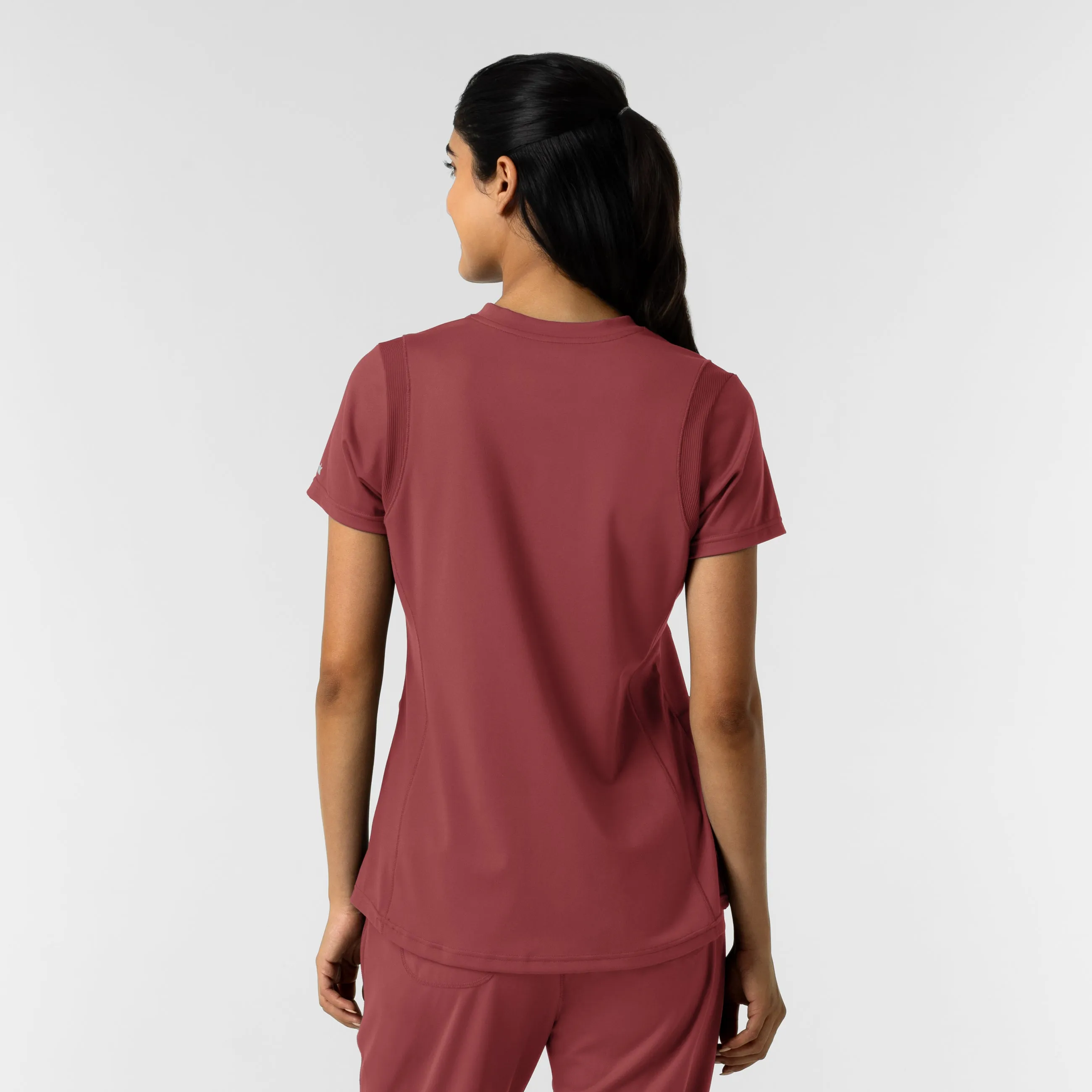 Durable Blend SleevelessOption RENEW Knit Women's 2-Pocket Scrub Top - Ruby