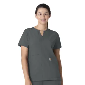 Carhartt Force Essentials Women's Notch Neck Tunic Scrub Top - Pewter High Collar Design