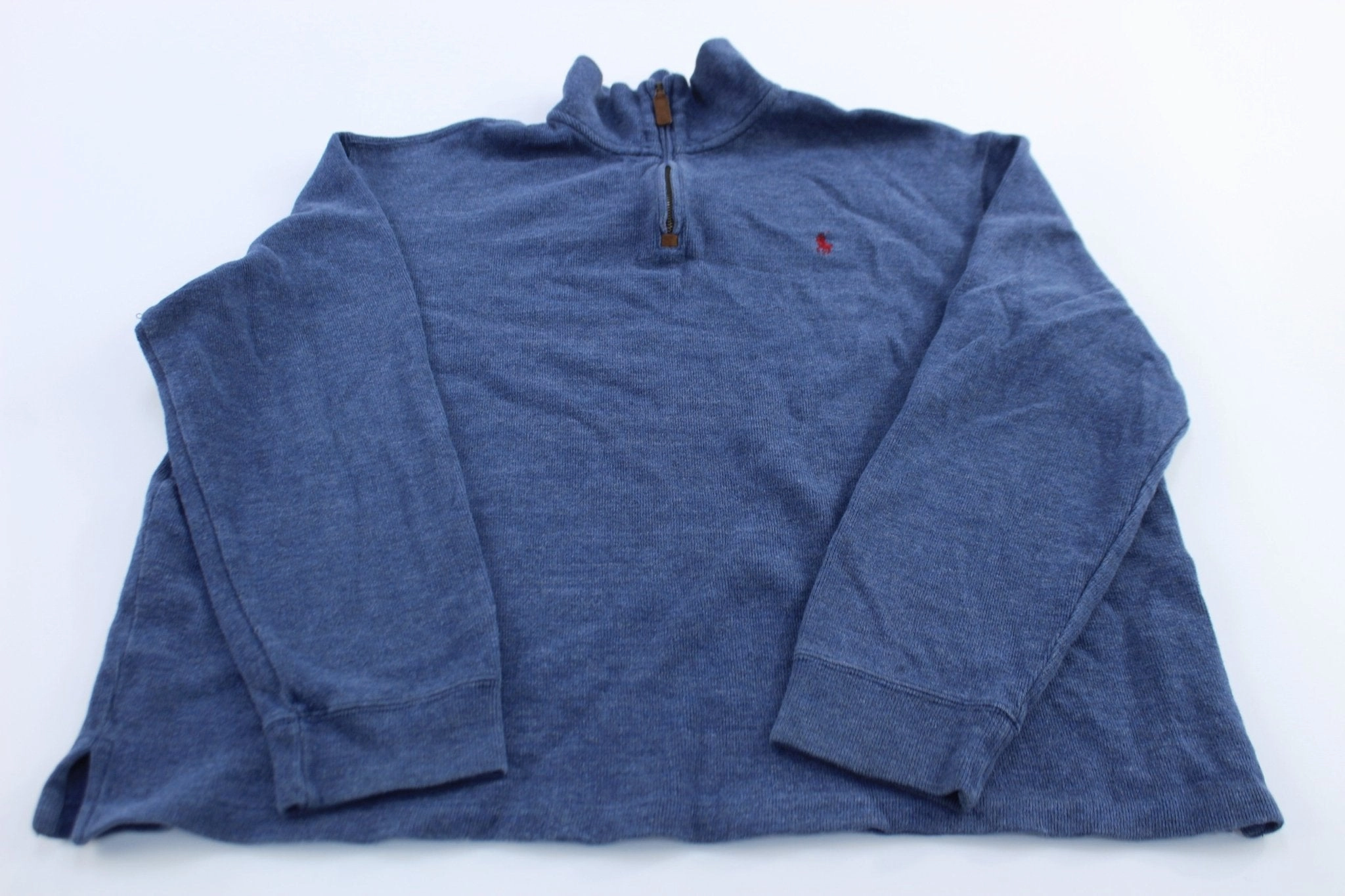 product custom made perfection Polo Ralph Lauren Embroidered Logo Blue Quarter Zip Sweater