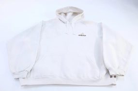 90's Adidas Embroidered Logo White Pullover Hoodie Street Active