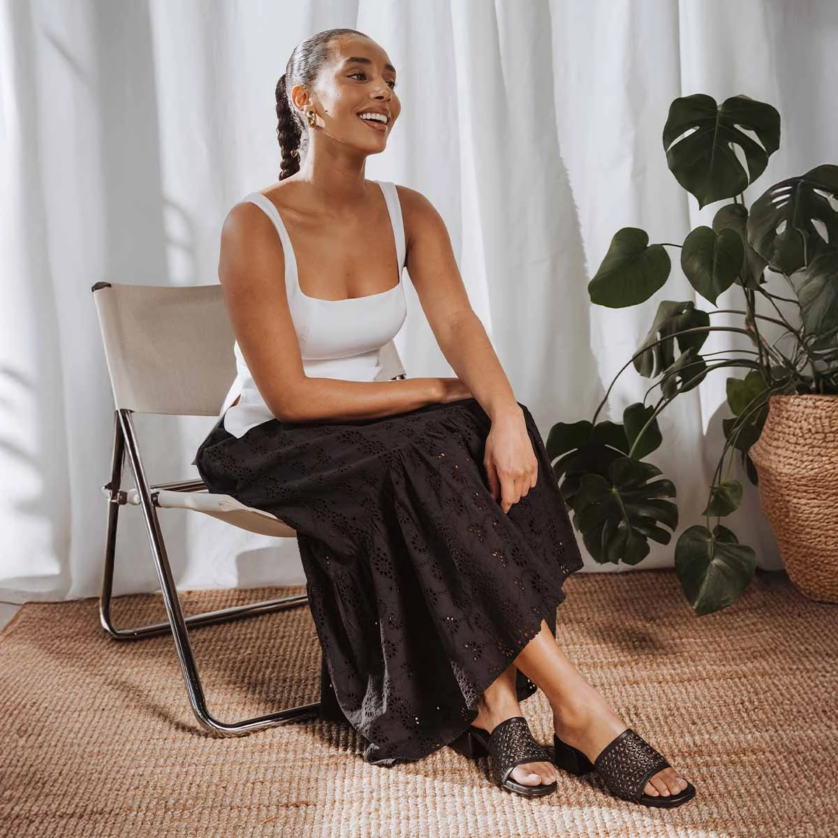 Everyday Footwear The Paloma Heeled Sandal Perforated Black