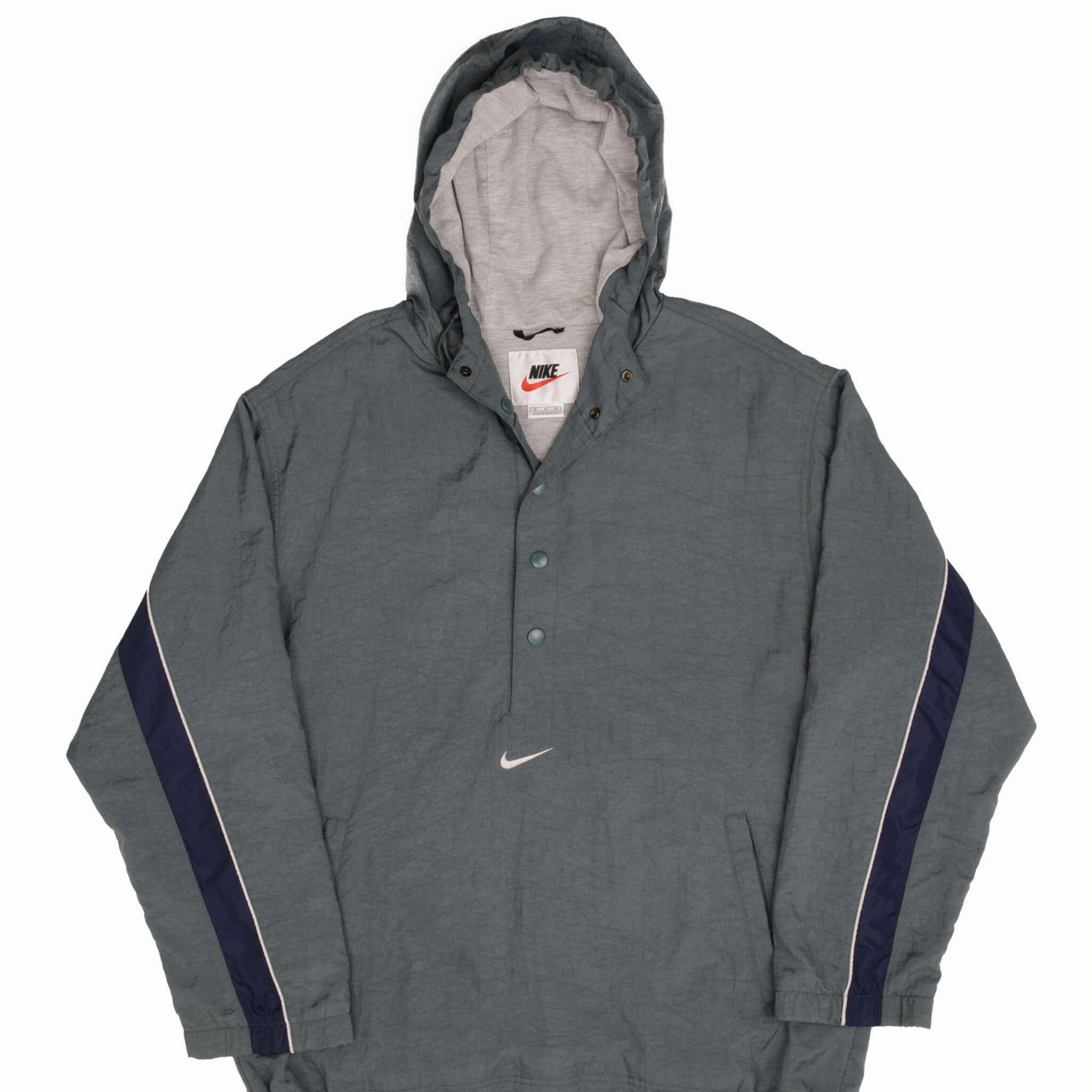 Improve Style Statement VINTAGE NIKE CENTER SWOOSH GREEN PULLOVER WINDBREAKER JACKET 1990S SIZE MEDIUM