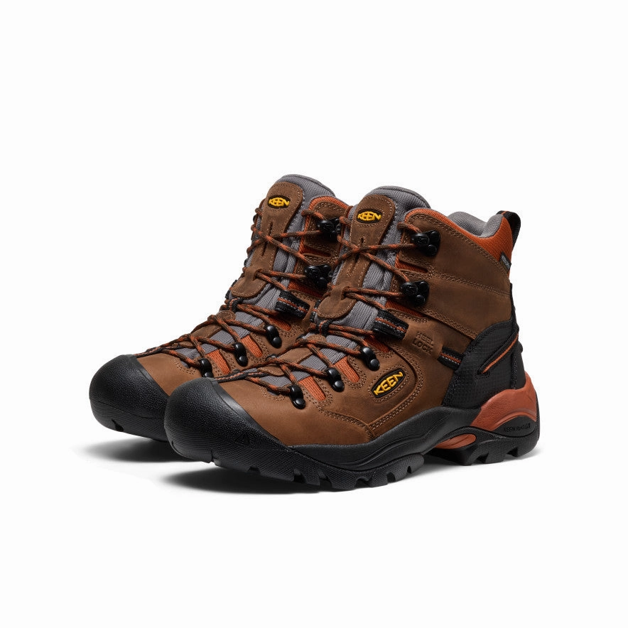 natural materials Easy Fit Men's Pittsburgh Energy 6" Waterproof Boot (Soft Toe)  |  Cascade Brown/Black
