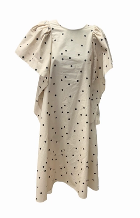 Psophia Women??s Cream Polka Dot Dress S Quilted-Texture