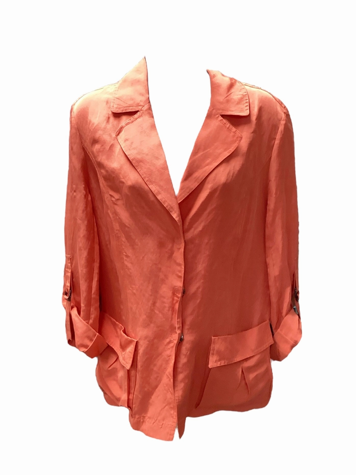 Lafayette 148 Women's Linen Jacket Coral 8=M Father's Day Double Layer Closure