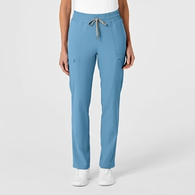 RENEW Women's High Waist Slim Leg Scrub Pant - Bay Blue Soft Fabric